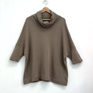 James Perse Oversized Dolman Short Sleeve Cowl Neck Terry Sweatshirt - Size 4 XL